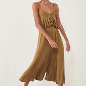 UO Silence+Noise Callista Cupro Ruffle Jumpsuit